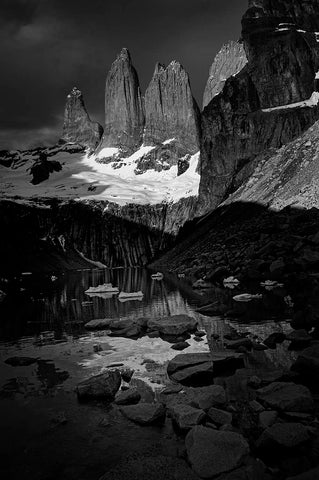 Moonlit Towers at Sunrise, Torres Del Paine National Park, Chile, South America